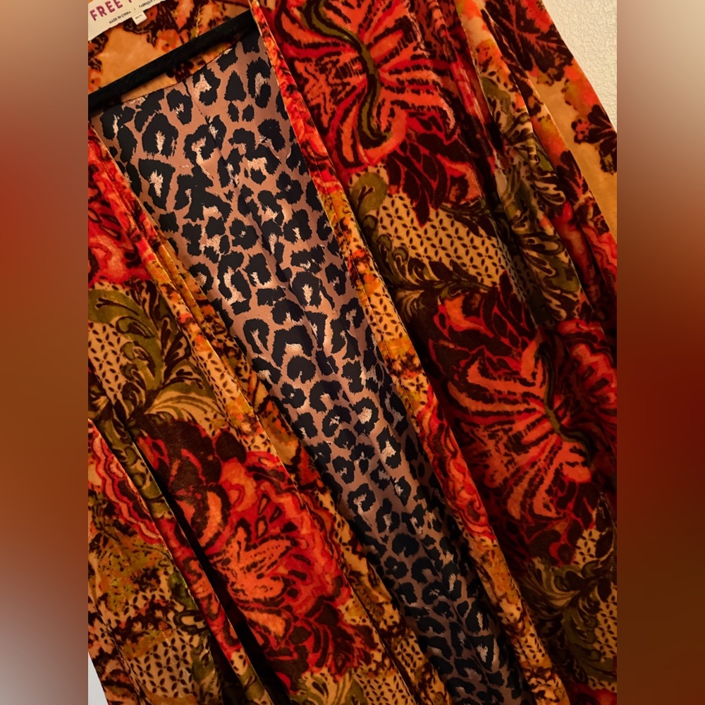 Free People Mirabella Velvet Printed Duster | Boho Festival Kimono Statement M/L - Picture 5 of 12